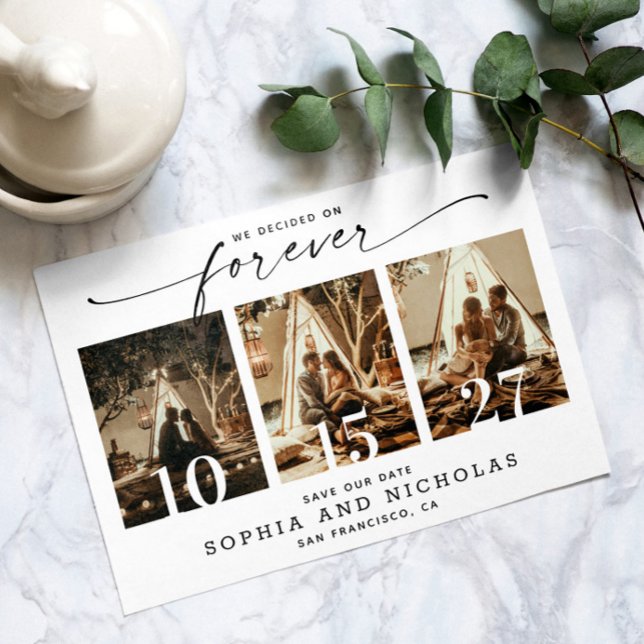 Reserve A Data Script Moderno | Colagem de Fotos Preta e Branca 3 (Criador carregado)