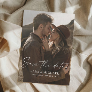 Reserve A Data Script Moderno Elegante Foto de Casamento Salvar a