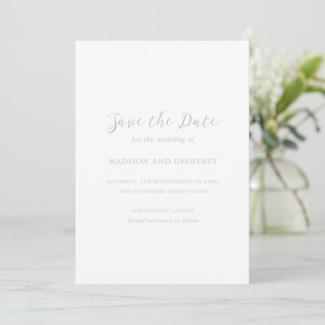 Reserve A Data Script Negrito Lilás Elegante Casamento (Em pé/Frente)