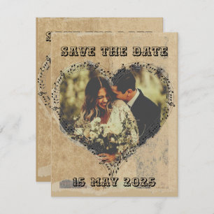 Reserve A Data Script Retro Russo com Linhas Musicais Cardíaco