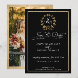 Reserve A Data Script Vintage Calliografia Preta em Foto Dourada
