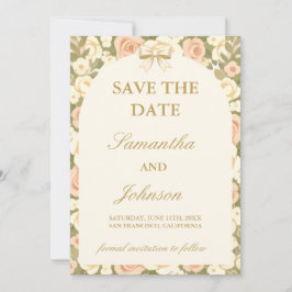 Reserve A Data Script Vintage Ivory Wedding Save the Date Card