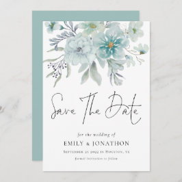 Reserve A Data Sea Mist Teal Florals Código QR Casamento