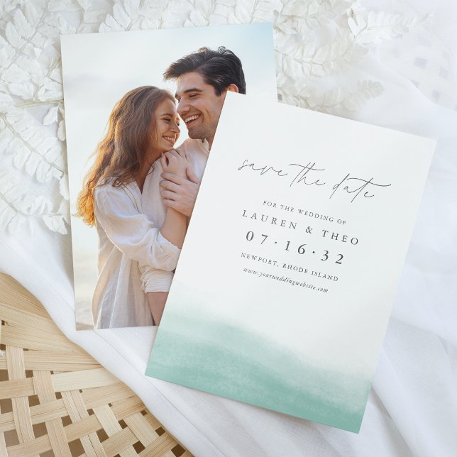 Reserve A Data Seaglass Tides Elegante Simples Aquarela Costeira (Criador carregado)