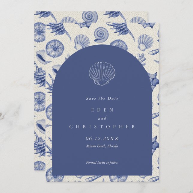Reserve A Data Seashell Beach Wedding (Frente/Verso)