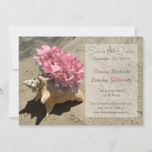 Reserve A Data Seashell e Hydrangea Pink Salvar a Data