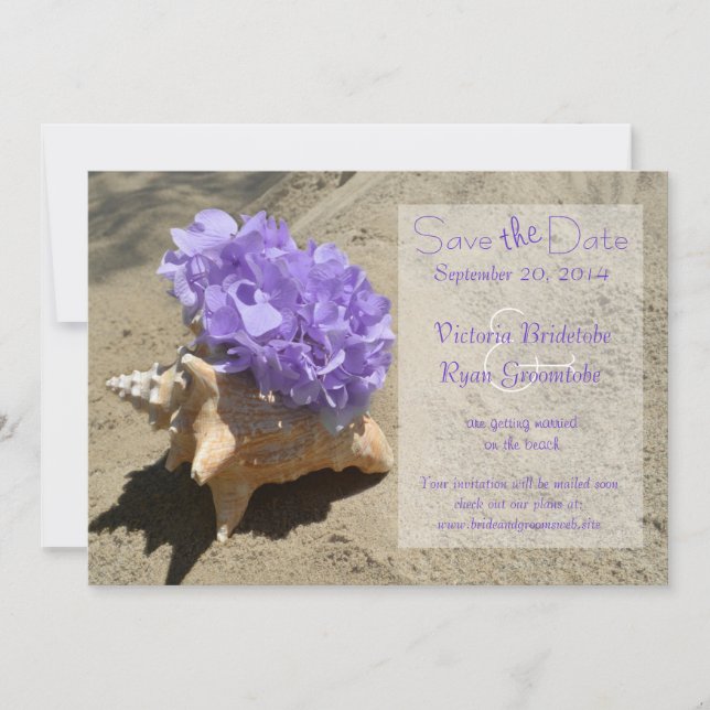 Reserve A Data Seashell e Hydrangea Purple Salvar a Data (Frente)