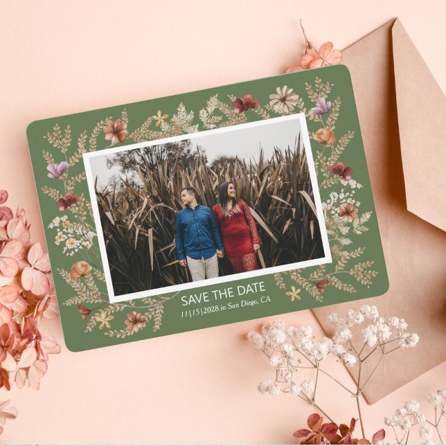 Reserve A Data Sedona Garden Flat Save The Date Card (Criador carregado)