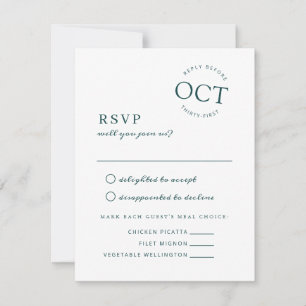Reserve A Data Selo de Data Moderna Verde Escuro Casamento RSVP