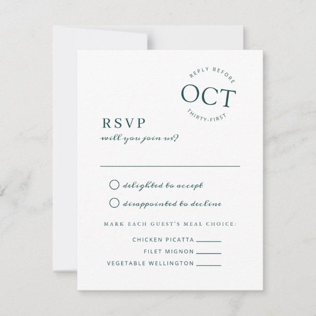 Reserve A Data Selo de Data Moderna Verde Escuro Casamento RSVP (Frente)