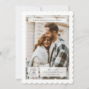 Reserve A Data Selo de Rótulo de Casamento com Foto de Dois Lados