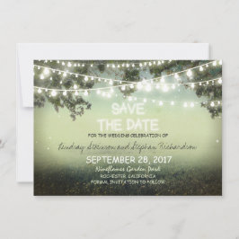 Reserve A Data sequência de luzes rustic SAVE THE DATE FLAT CARDS