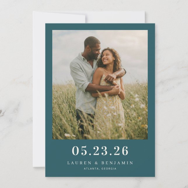 Reserve A Data Serene Teal Romantic Photo (Frente)