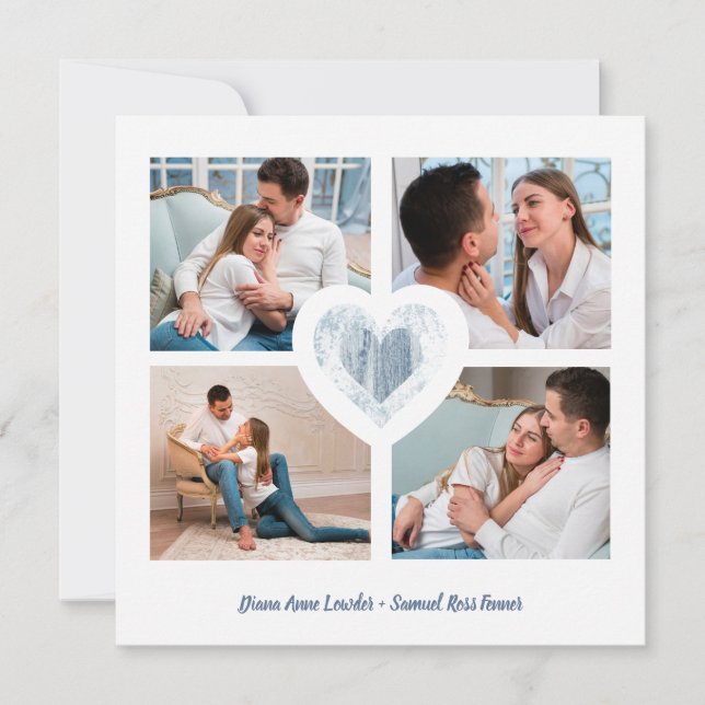 Reserve A Data Sessão do Casal do Noivado Blue Heart 4 Photos (Frente)