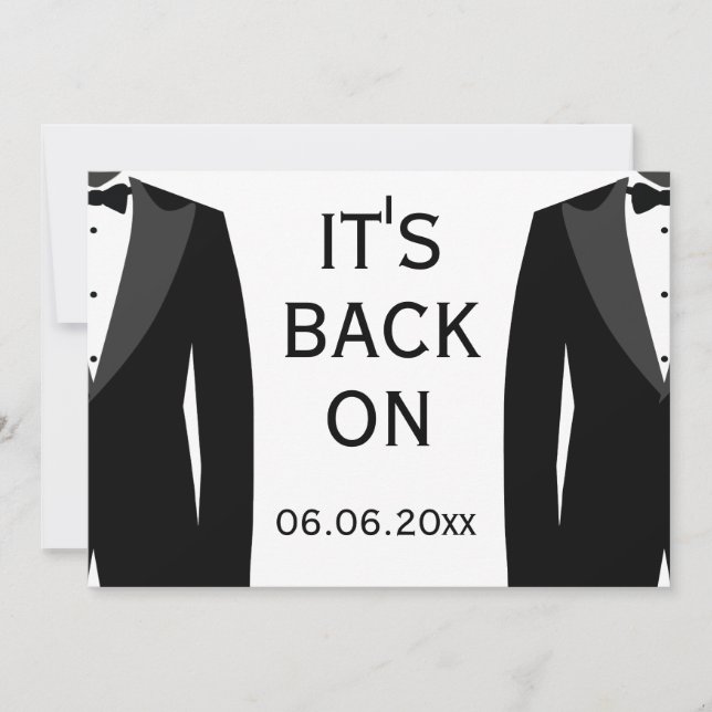 Reserve A Data Seu Casamento Gay Preto e Branco de Volta (Frente)