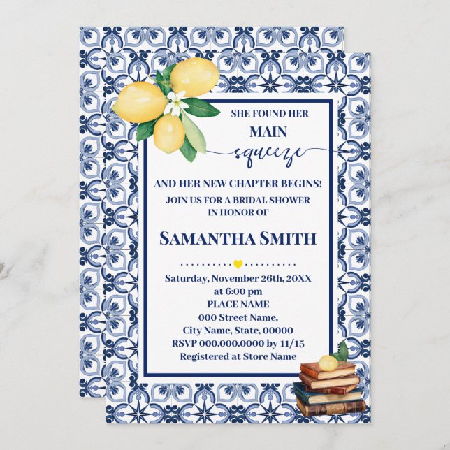Reserve A Data She Found Her Main Squeeze Bridal Shower (Frente/Verso)