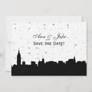 Reserve A Data Silhueta de NYC DIY Cor de Fundo Salve a Data Bran
