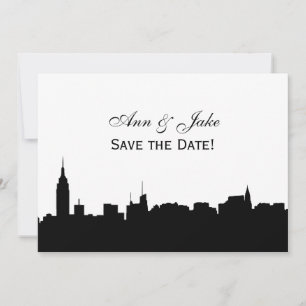 Reserve A Data Silhueta de NYC DIY Cor de Fundo Save the Date Wh2