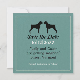Reserve A Data Silhuetas de Cachorro Boxer Casamento Salve a Data