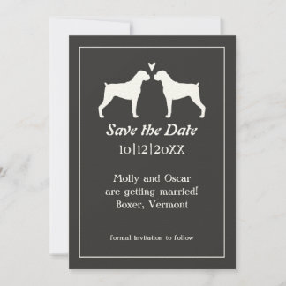 Reserve A Data Silhuetas de Cão Boxer Casamento Salve a Data