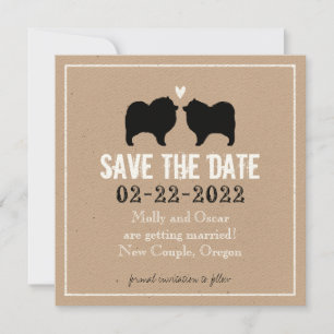 Reserve A Data Silhuetas de Keeshond Casamento Salvar a Data