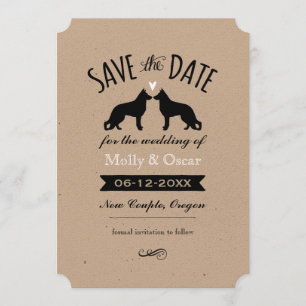 Reserve A Data Silhuetas de Pastor Alemão Casamento Save the Date