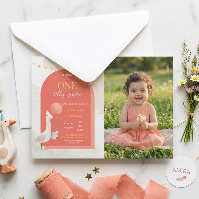 Reserve A Data Silly Goose Birthday Photo Personalized invitation (Criador carregado)