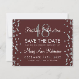 Reserve A Data Silver Birthday Salvar Data Confetti Burgundy