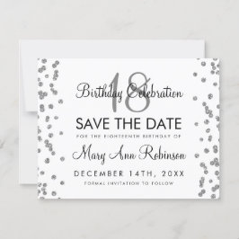 Reserve A Data Silver Birthday Salvar Data Glitter Confetti White