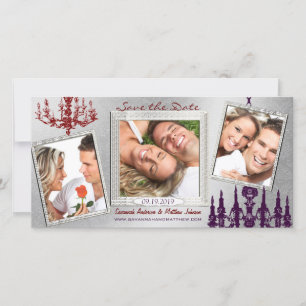 Reserve A Data Silver Damask Chandelier Red & Plum Salvar a Data