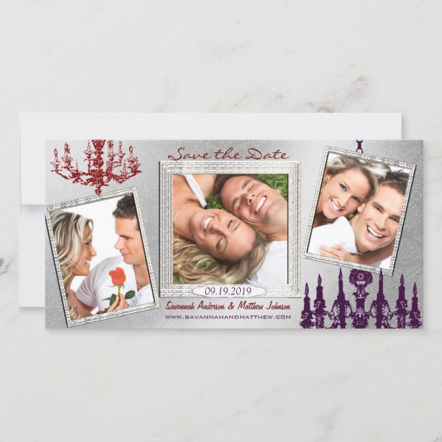 Reserve A Data Silver Damask Chandelier Red & Plum Salvar a Data (Frente)