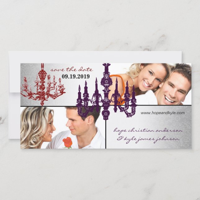 Reserve A Data Silver Damask Chandelier Red & Plum Salvar a Data (Frente)