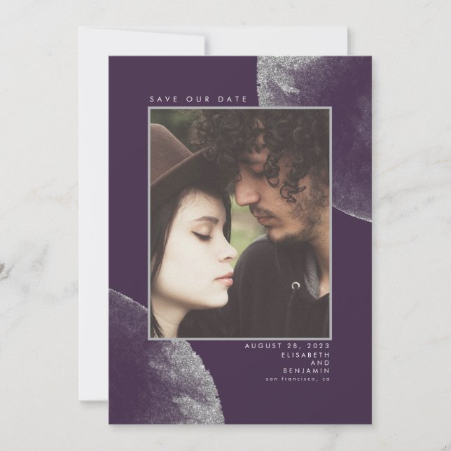 Reserve A Data Silver Glitter EggPlant Purple Salve a Foto da Dat (Frente)