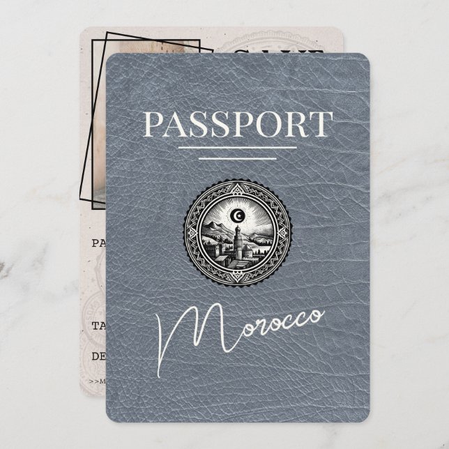 Reserve A Data Silver Marrocos Passport Salvar Data (Frente/Verso)