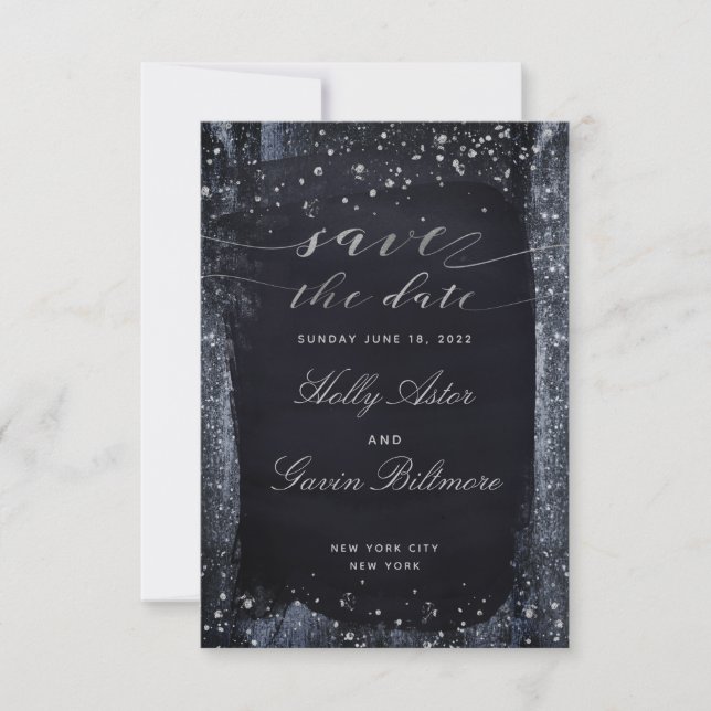 Reserve A Data Silver Starry Night Weding Date (Frente)