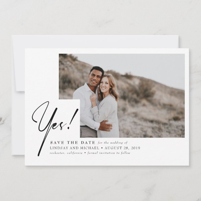 Reserve A Data Sim - Engraçado e moderno Guarde a Foto da Data (Frente)