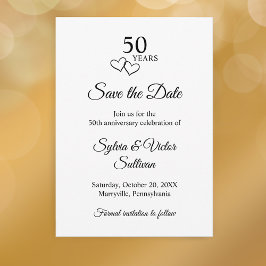 Reserve A Data Simple Black & White 50th Wedding Anniversary
