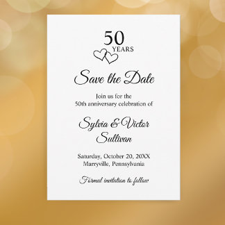 Reserve A Data Simple Black & White 50th Wedding Anniversary