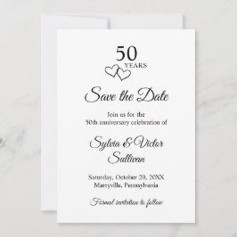 Reserve A Data Simple Black & White 50th Wedding Anniversary