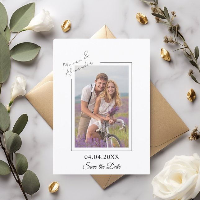 Reserve A Data Simple elegant modern photo wedding Save the Date (Criador carregado)