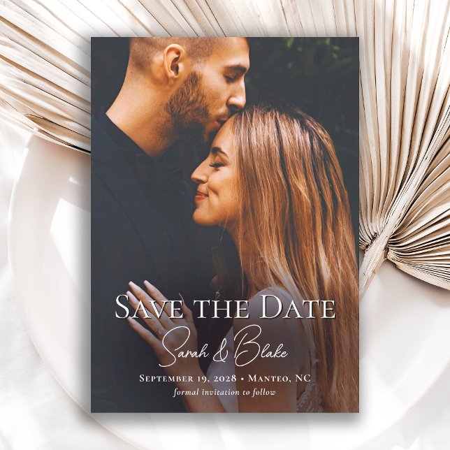Reserve A Data Simple Elegant Modern Photo Wedding Save the Date (Available in both printed and instant download digital formats.)