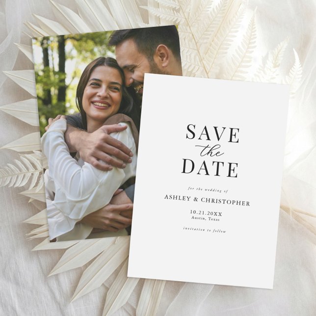 Reserve A Data Simple Elegant Photo Wedding Save the Date (Criador carregado)