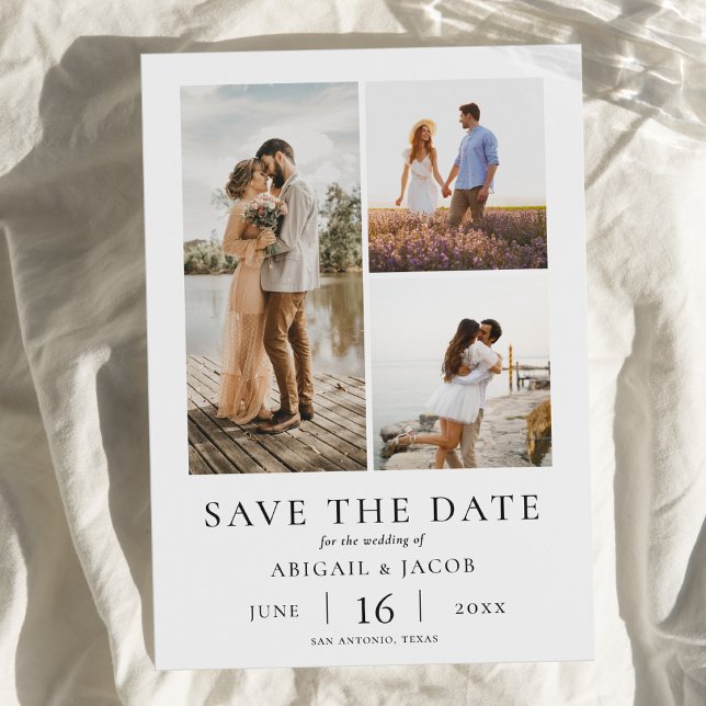 Reserve A Data Simple Modern Photo Collage Wedding Save the Date (Criador carregado)