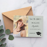 Reserve A Data Simple modern photo sage green Graduation<br><div class="desc">A photo Save the date card for a graduation. On front: Add your own vertical size photo of the graduate. A trendy muted sage green colored background, black text. Templates for a name and date. The name and the text: Save the Date are written with a modern hand lettered style...</div>