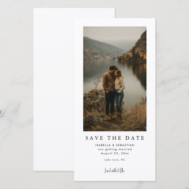 Reserve A Data Simple Modern Photo Wedding Save the Date (Frente/Verso)