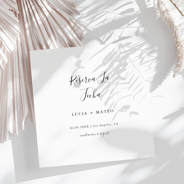 Reserve A Data Simple Modern Reserva La Fecha | Espanhol Preto (Criador carregado)