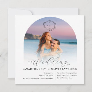 Reserve A Data Simple Photo Wedding Invitation