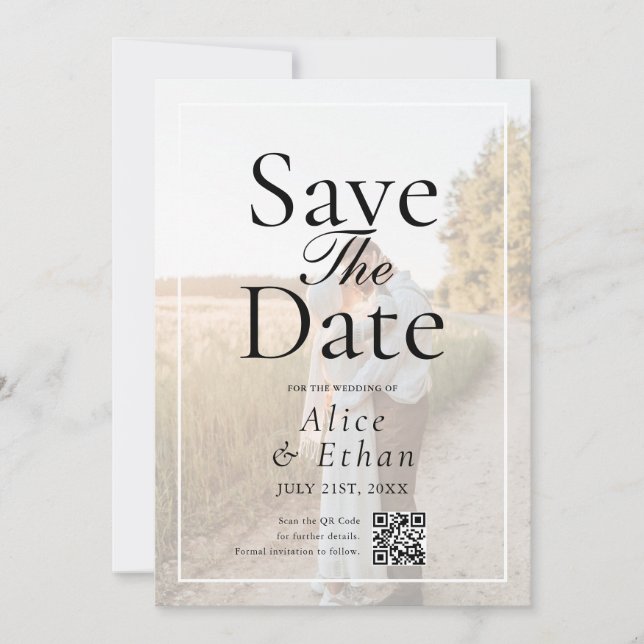 Reserve A Data Simple QR Code Photo Wedding (Frente)