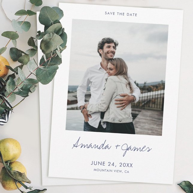 Reserve A Data Simple Stylish Modern Photo Wedding Save the Date (Criador carregado)