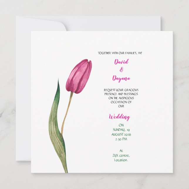 Reserve A Data Simple tulip flower invitation (Frente)